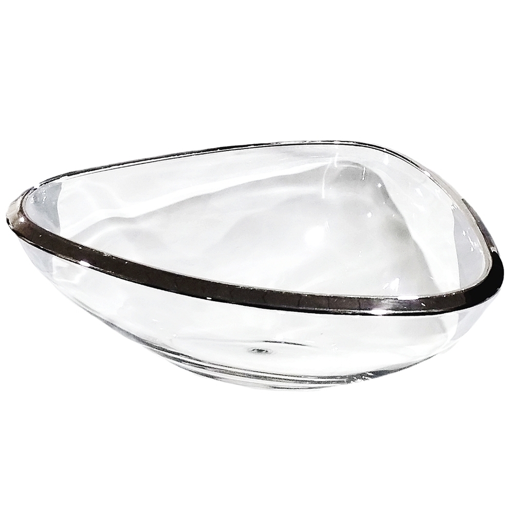 Walther Glas Crystal Bowl • Silver Rim • Vintage Germany